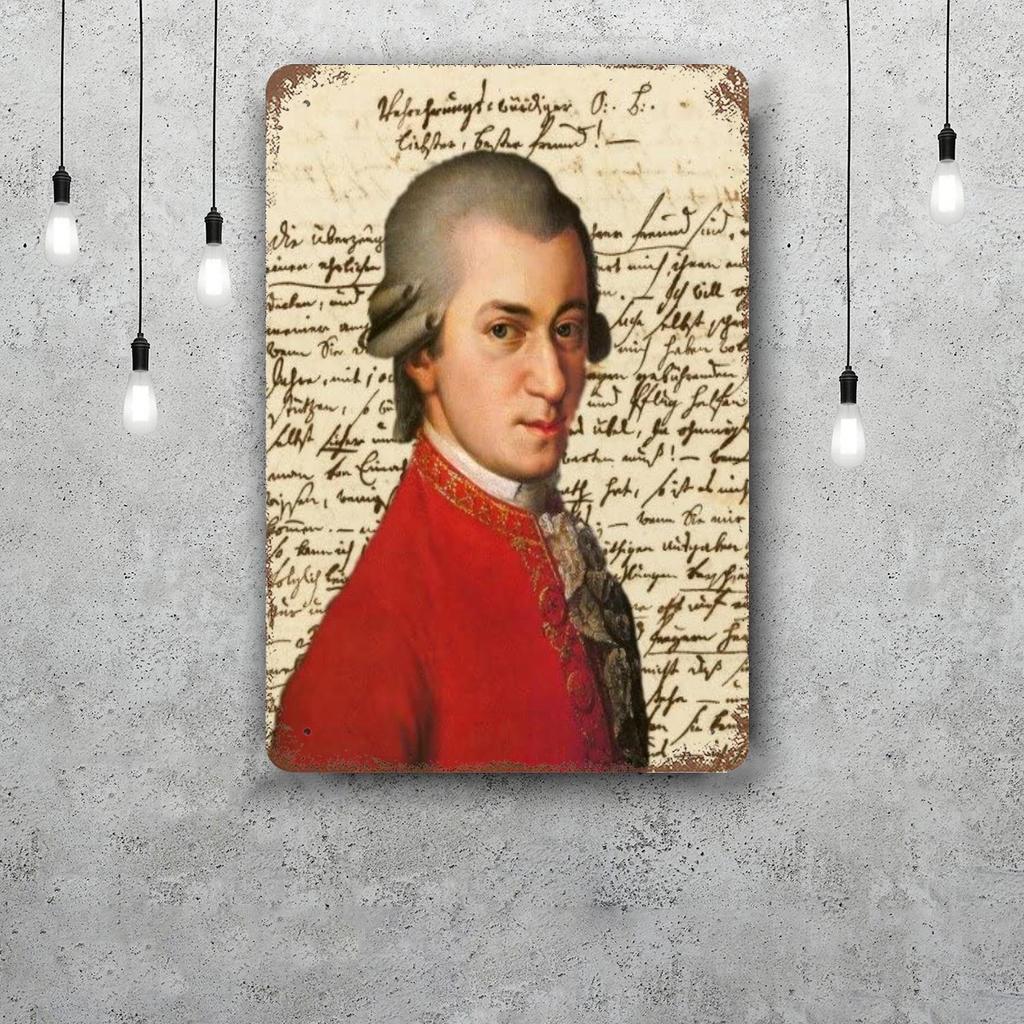 Wolfgang Amadeus Mozart Vintage Metal Tin Signs Posters Decor Retro Metal Plaque Wall Art Decor for Garage Bar