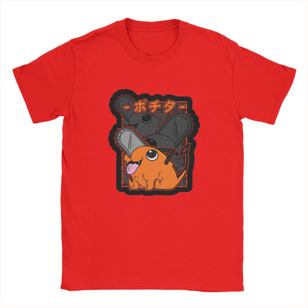 Kettensägenmann Pochita T-Shirt Harajuku T-Shirts Kurzarm Y2K Lustige Oberteile Sommer 100% Baumwolle Rundhals Oversize Kleidung