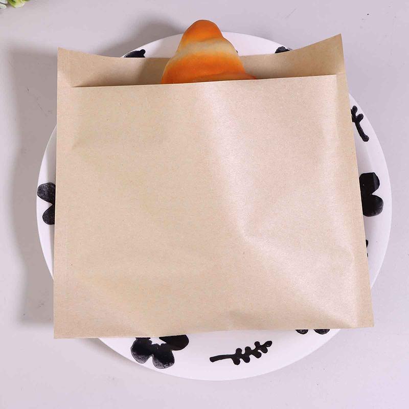 100Pcs Single/Double Opening Grease Resistant Paper Treat Bags Flat Greaseproof Brown For Cookie Snack Sandwich Popcorn