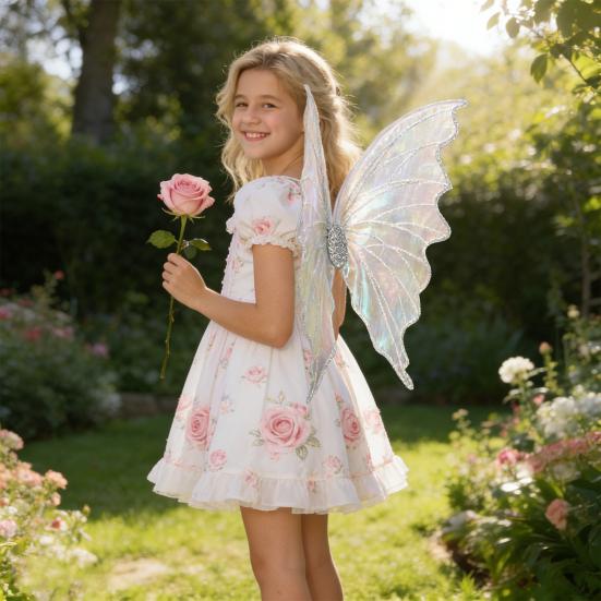 Mädchen Schmetterlingsflügel Organza Cosplay Feenflügel Festliches Kostümflügel für Kinder