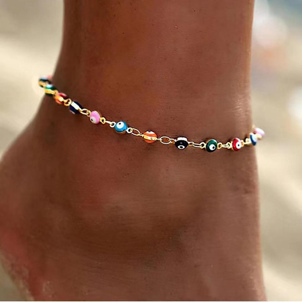 Colorful Copper Evil Eye Bracelet Anklet – European & American Style