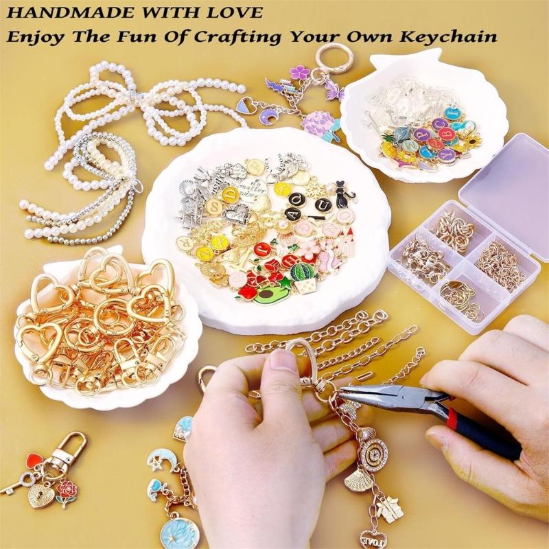 Keychain Craft Set with Alloy Charm Keyring Making Materials Alloy Texture for Jewelry Making and Other Accessories