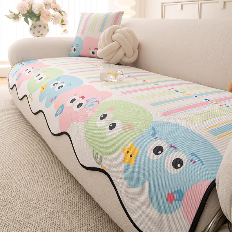 

Летняя Новинка Подушка для Дивана Неправильной Формы Мультяшная Прохладная Накидка из Прохладной Ткани Прямой Ряд Фиксированная Накидка-Коврик 90*70cm