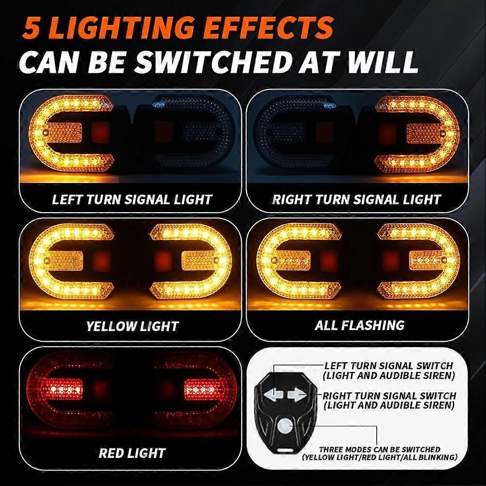 4Pcs Turn Signals for Bicycles with Alarm, Remote Control/Integrated Bike Tail Light Waterproof Str