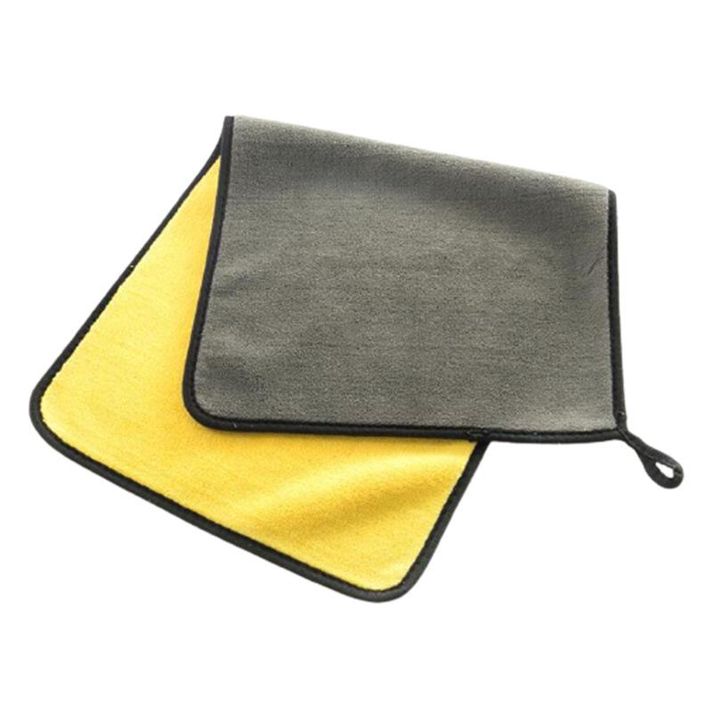 

Double-Sided Coral Fleece Car Cleaning Cloth - Water-Absorbent & Thickened Towel for Glass and Vehicle Washing 20x30cm Hemmed