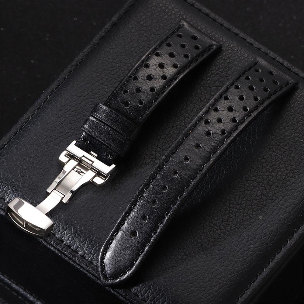 Universal Genuine Cowhide Watch Band Butterfly Buckle Vintage Straps for Men Women Breathable Bracelet Belt 18/20/22mm Wristband