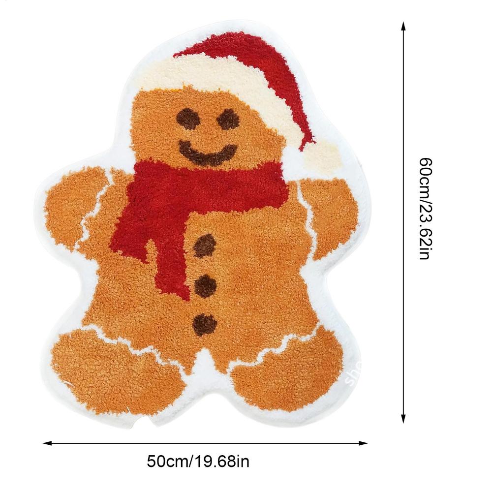 Christmas Bath Mat Snowman Rug Non-slip Cute Cartoon Tree Snowman Design Soft Floor Pad For Toilet Area Shower Bathtub House