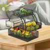 Iron Triple Layer Fruit Basket Snack Tray Open Access Design Smooth Edges Accessories 11.8x7.8x11.8inch with Tissue Box Holder