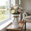 Two Side Handle Farmhouse Vintage Vase Galvanized Iron Flowerpot Classic Flower Bucket  Living Room