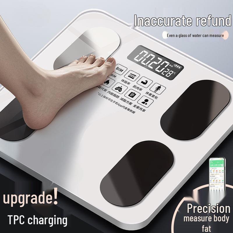 Smart Rechargeable Body Fat Scale: Precision Electronic Weight Scale Ideal for Home or Dorm 