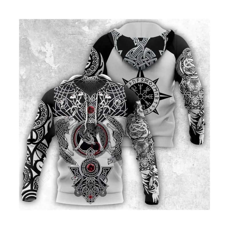 2026 New Hoodie 3d Viking Harajuku Print Pullover Men's Hooded Sweatshirt Oversized Vintage Male Clothing Fall Long Sleeve
