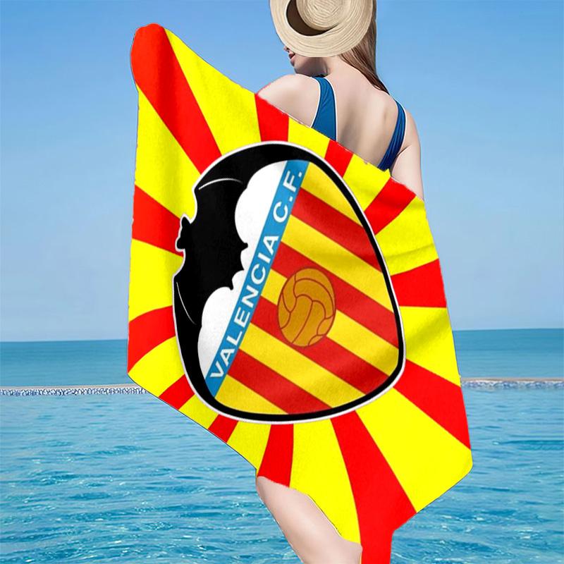 Valencia Cf Crest Design Microfiber Beach Towel, Lightweight And Quick-Dry, for Summer Travel, Beach Essential, Swimming Pool