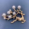 Retro Gold Barock Stern Mond Bogen Tulpe Ginkgo Brosche