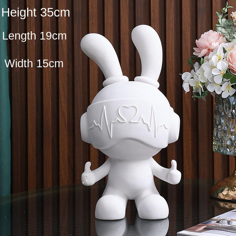 New DIY Paint Fluid Animal Bear Rabbit Lucky Dragon White Hand Painted Home Decoration Doll Toy Statue Deposit Can Handmade Gift