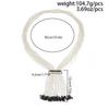 Salircon New Boho Multilayer Rice Beaded Necklace Women Exquisite Charm Long Crystal Chain Necklace Tassel Sweater Chain Jewelry