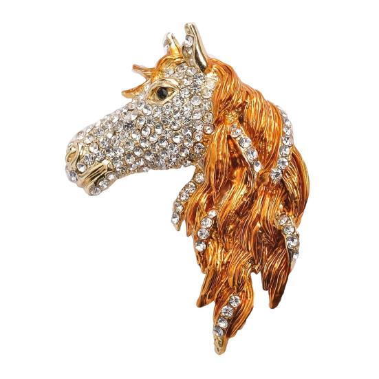Horse Head Brooch Sparkling Alloy Animal Lapel Pin Rhinestone Inlaid Horse Brooch Clothes Accessory for Men Women Horse Lover Gift