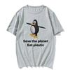 Save The Earth Eat Plastic Funny Meme Summer T-Shirt Cute Penguin Graphics Woman T Shirt Fashion Casual Short Sleeve T-shirts