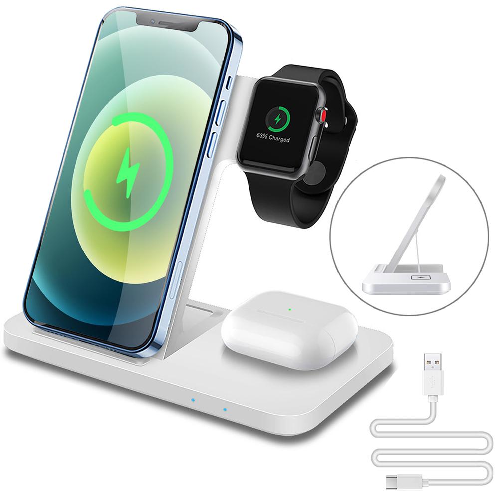 Bezdrátové nabíječky 3v1 Stojan pro Iphone 14 13 12 11 Xs Xr X 8 20w rychlonabíjecí stanice pro Apple Watch 7 6 Airpods Pro Iwatch