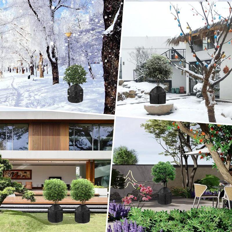 1 pièce Sac de protection hivernale pour plantes avec cordon de serrage et fermeture éclair Tissu non tissé respirant Protège les plantes du gel 45 x 50 cm