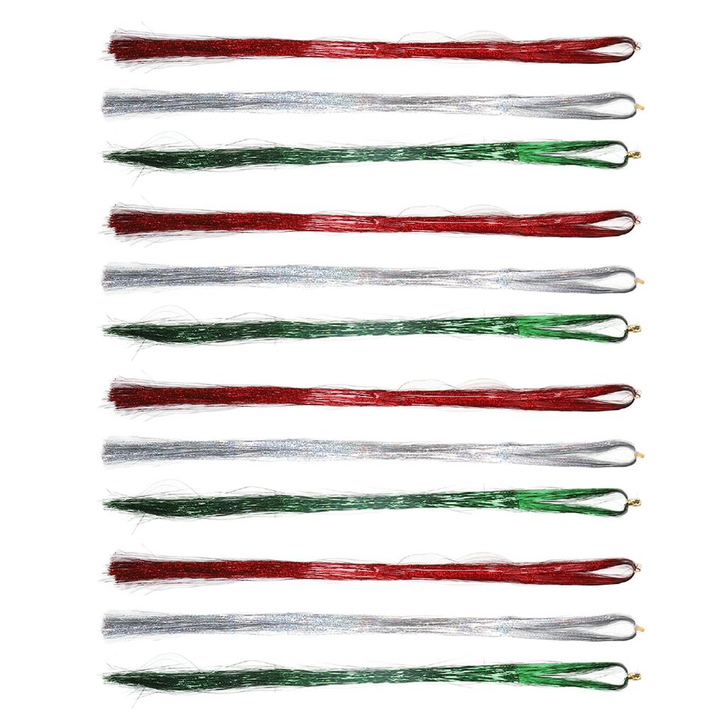 12 Bundles Glitter Sparkling Tinsel Hair Extensions with Tools Sparkle Hair Extension Kit 1.2m
