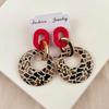 Acrylic Earrings Geometric Earrings for Women Vintage Exaggerated Acrylic Black White Leopard Print Hollow Circle Earrings Gifts