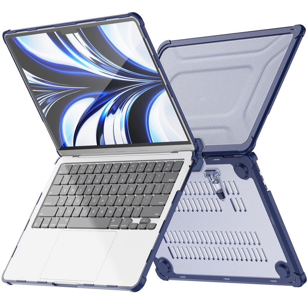For MacBook Air 13 Inch (2025)/(2024)/(2022) M2 A2681 Laptop Case PC+TPU Kickstand Heat Dissipation Cover