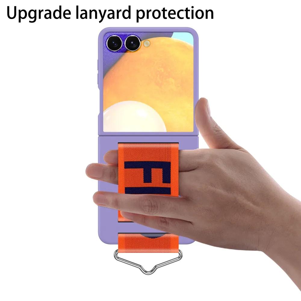 Hochwertige, ultra-dünne Handyhülle mit Hautgefühl für Samsung Galaxy Z Flip7 Flip6 Flip5 Flip4 5G, mit Armband und Ring, Schutzhülle