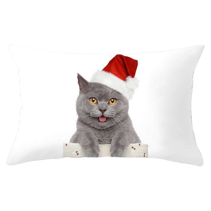 Dog Print Series Christmas Pillowcase Rectangular Peach Skin Waist Pillowcase Home Sofa Cushion Cover