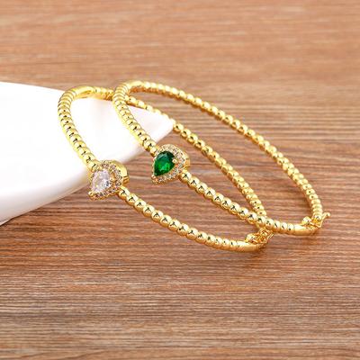 Nidin INS Popular Romantic Heart Bangle Cuff For Women Gold Plated Crystal Zircon Bracelets Jewelry Wedding Party Gift Wholesale