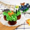 53pcs Mini Jungle Animal Figures Set - Educational Puzzle Toy with Fence & Tree for Youngsters' Birthday, Christmas & Party Learning Fun