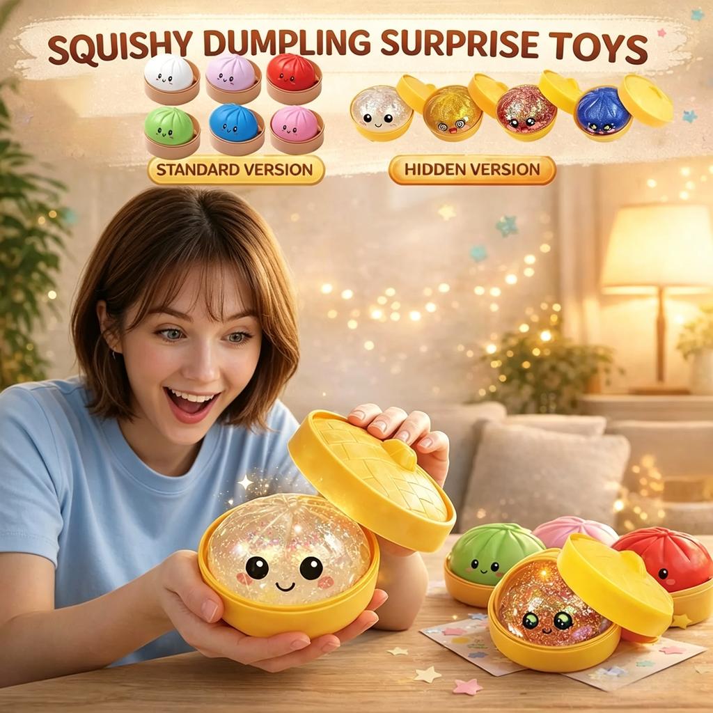 2026 Squishies Dumpling Bun Toy, Slow Rising Glitter Dumpling Stress Ball, Stress Relief Fidget Toy for Home Office Travel Toys