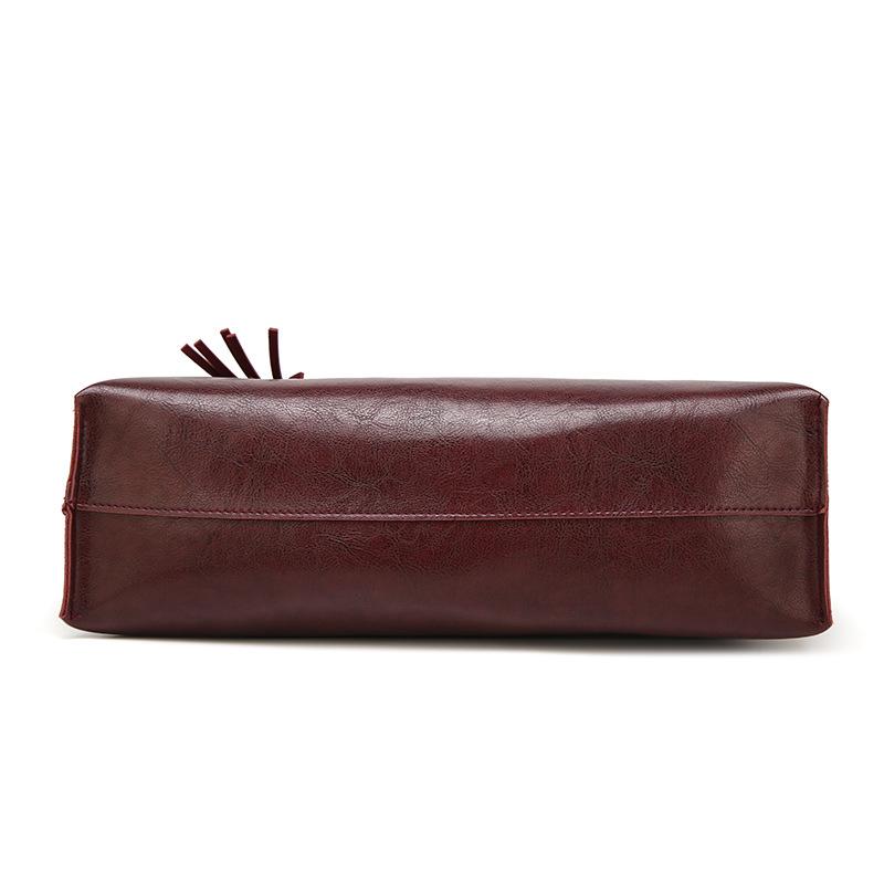 New All Matching Fashionable Handbags Simple Oil Wax Leather Casual Women's Shoulder Bags Large Capacity Tote Bags