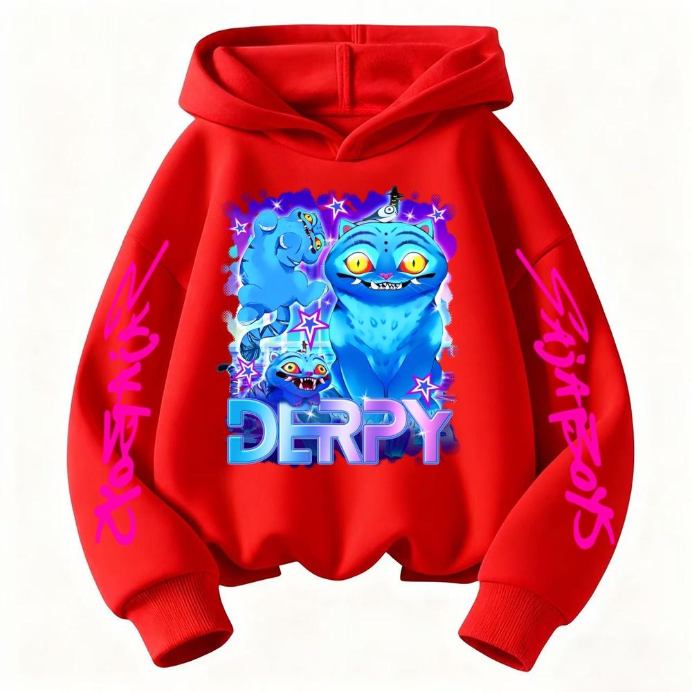 Children's boy and girl anime costume Kpop demon hunter Derpy tiger casual fashion autumn and winter sports hooded pullover