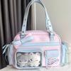 INS Kawaii Sweet Transparent Ita Boston Bag Large Capacity Anime Doll Display Shoulder Bag for Girls Students Daily Commute