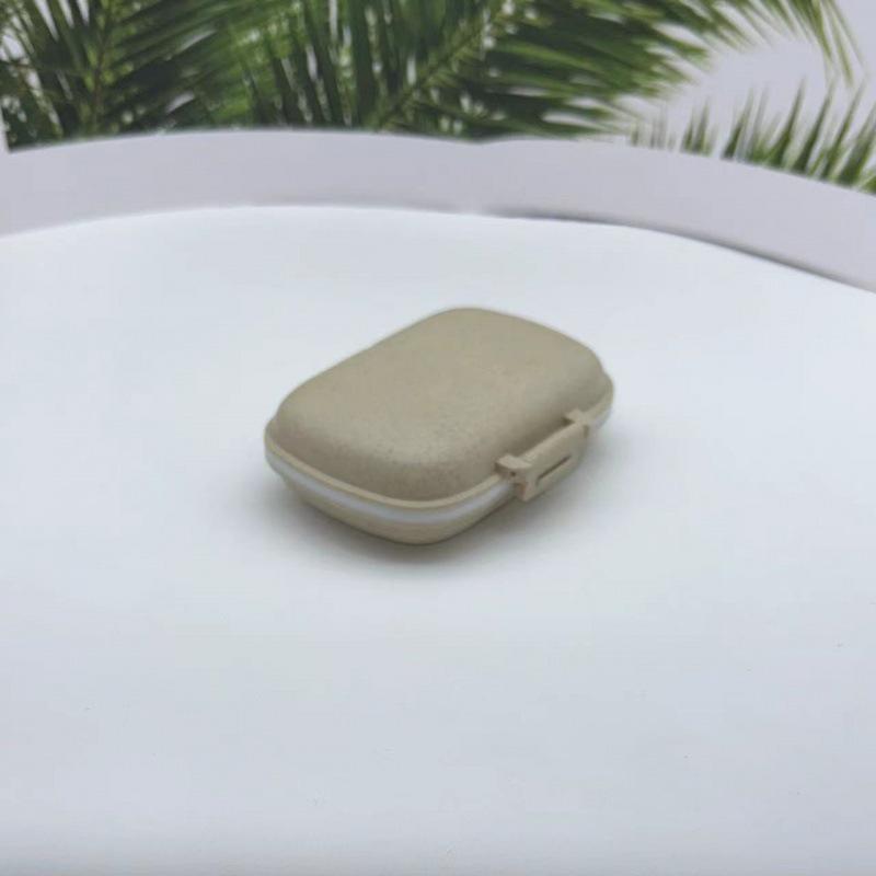 Водонепроницаемый органайзер для таблеток из пшеничной соломы с 8 отделениями: Влагозащищенный 7-дневный еженедельный контейнер для хранения 11*8.5*3cm