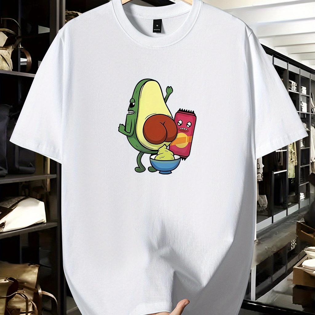 women Casual Fashion Cotton TShirt Short Sleeve Round Neck with Quirky Avocado Kiwi Print Breathable Ideal for Summer Outings