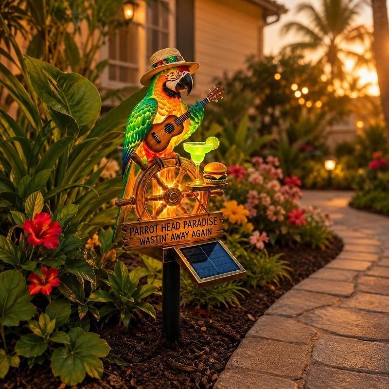 LED Solar Parrot Garden Light Resin Waterproof Outdoor Parrot Statue Stake Lamp for Pathway Yard Lawn Backyard Pool Party Holiday Decor