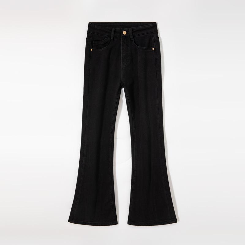 

ZhiZhi 2025 Black Velvet High-Waisted Flared Trousers - Cozy, Plush, and Warm S