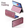 Smart Flip Case For Samsung Galaxy Z Fold 4 3 5g Mirror Plating Pu Leather Kickstand Shockproof Phone Cover Funda Z Fold 2 4 5g