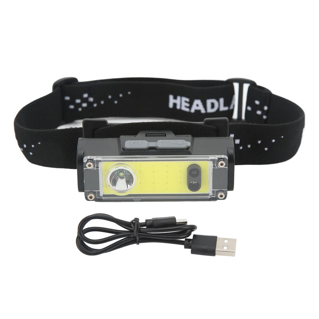 Induction COB Headlight XPE COB Headlamp Fixed Focusing Waterproof TYPE C Fast Charging Headlight with LED Indicator