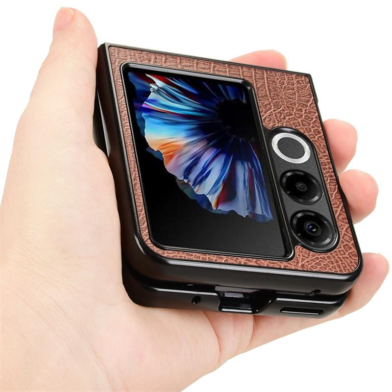 For ZTE Libero Flip 2 5G Case Crocodile Grain Genuine Leather Phone Cover For ZTE Nubia Flip2 5G Hard PC+PU Phone Case