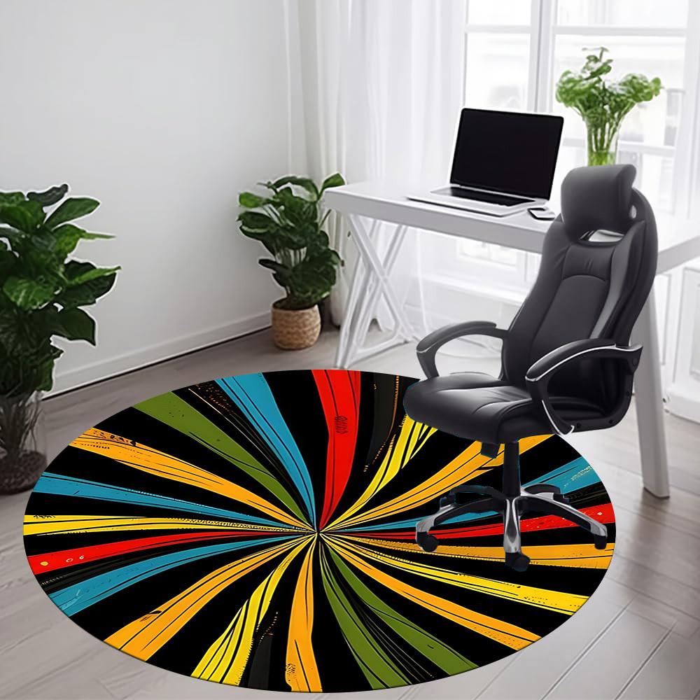 1PC Color Wheel Office Round Area Rug, Mat Suitable For Office, Under Office Chairs Bedroom Living Room Home Decor, Room Deco
