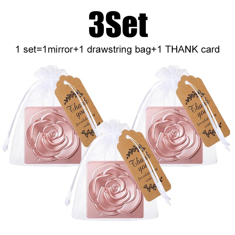 1-12PCS Luxury Rose Mirror Gift Kit Suitable for Wedding Events Celebrations Party Souvenir Gifts Handheld Pocket Mirror Set ZYF