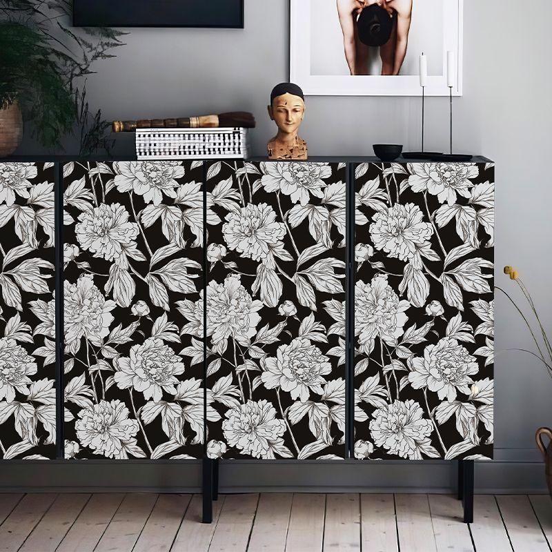 French Retro Floral Wall Stickers Self-adhesive Wallpaper Furniture Renovation Room Bedroom Wallpaper Waterproof Contact Paper