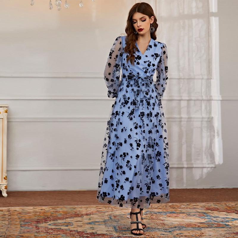 TY-471 Elegant High-Waist Mesh Dress for Women, European & American Fashion, Fall 2023 - Available in 10 Colors