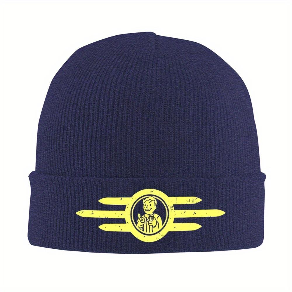 1pc Vault-Tec Beanie Hats Finger Guns Knit Hat Gym Head Wrap Unisex Adult Caps Spring Printed Cool Bonnet Hats Gift Idea