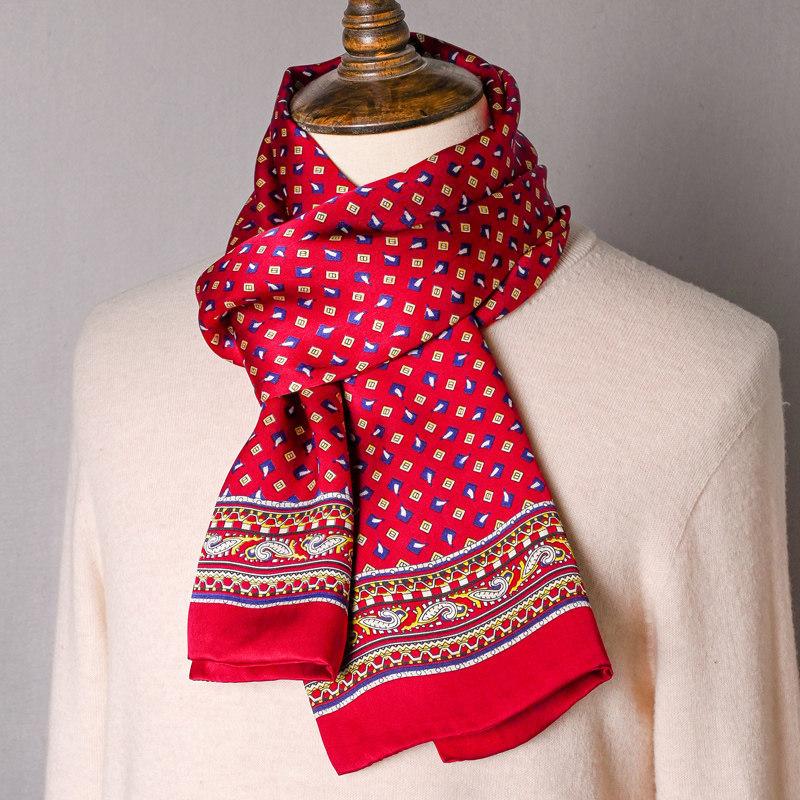 Black Mulberry Silk Men'S Scarf Imitation Silk Silk Scarf Plaid Men'S Middle-Aged And Old Scarf Spring, Autumn And Winter Thin
