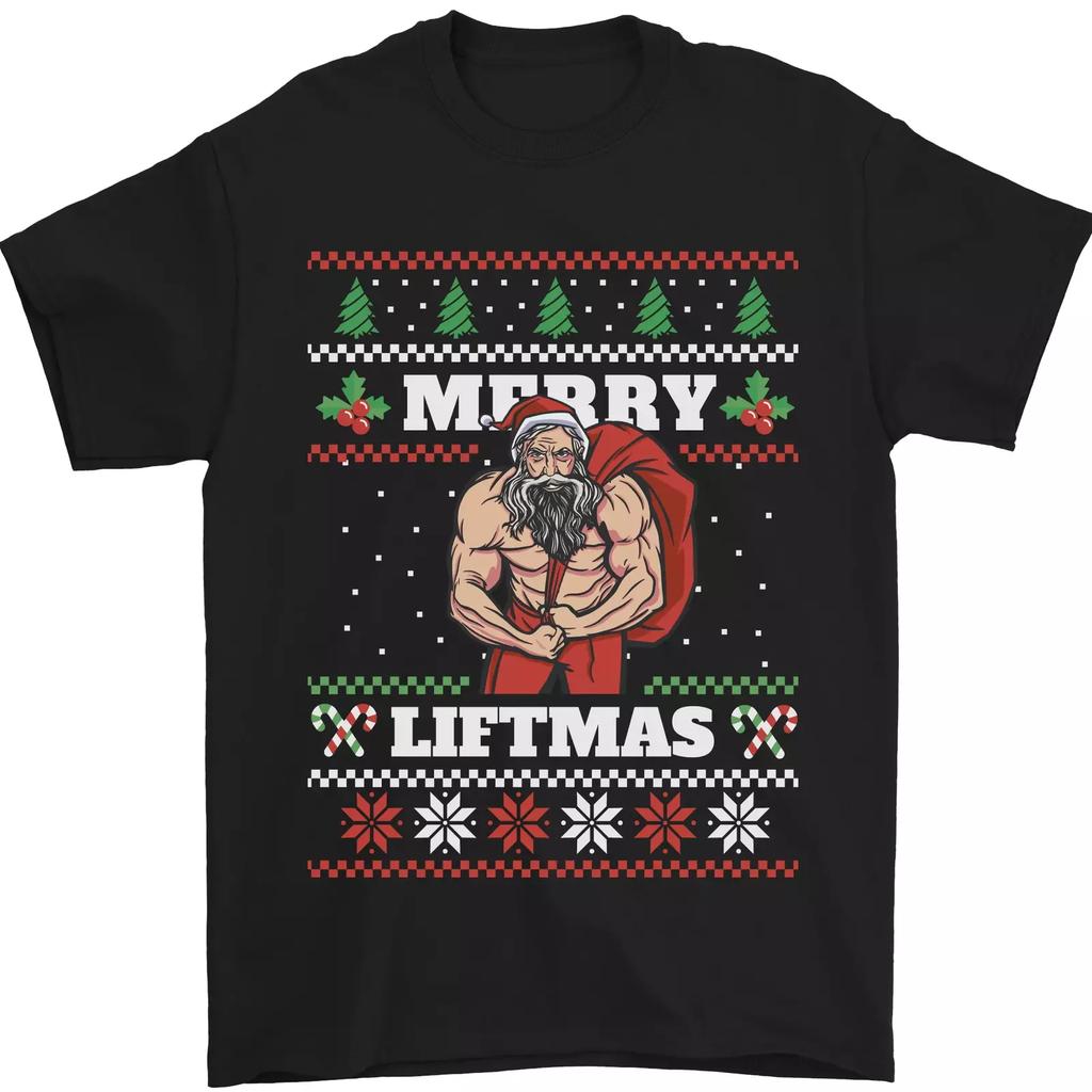 Merry Liftmas Gym Santa Claus Bodybuilding Christmas TShirt 100 Cotton ONeck Short Sleeve Casual Unisexs Tshirt Size S3XL