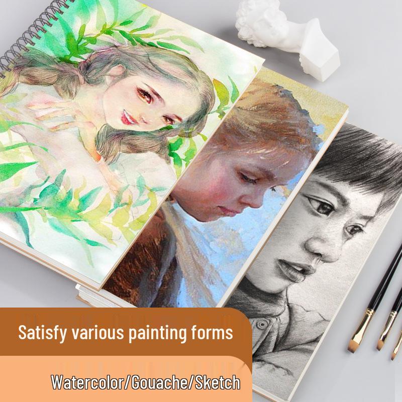 A4 Coil-Bound Thickened Sketchbook: Blank Watercolor Marker Paper for Children's Art