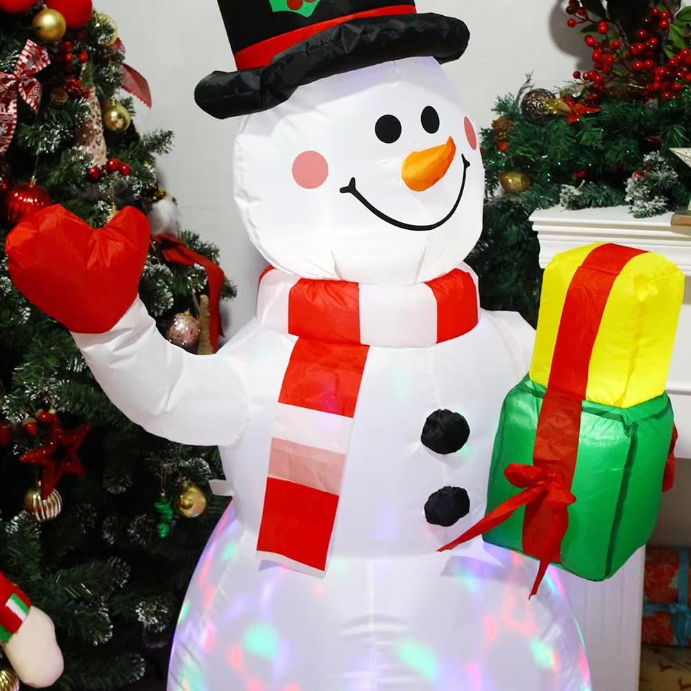 1.5M Christmas Snowman Inflatable Ballon Set LED Air Blown Christmas Ballon for Outdoor Garden Yard Christmas Holiday Decoration